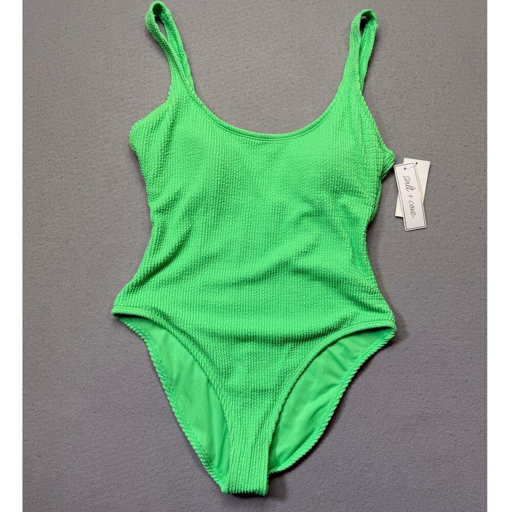 Salt + Cove Women's Rib Scrunch One-Piece Swimsuit, mint tea XL $40